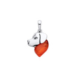 Sterling Silver Natural Baltic Amber Dog Head Pendant