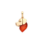 Gold Plated Sterling Silver Natural Baltic Amber Dog Head Pendant
