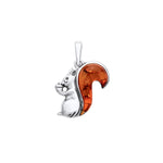 Sterling Silver Natural Baltic Amber Squirrel Pendant