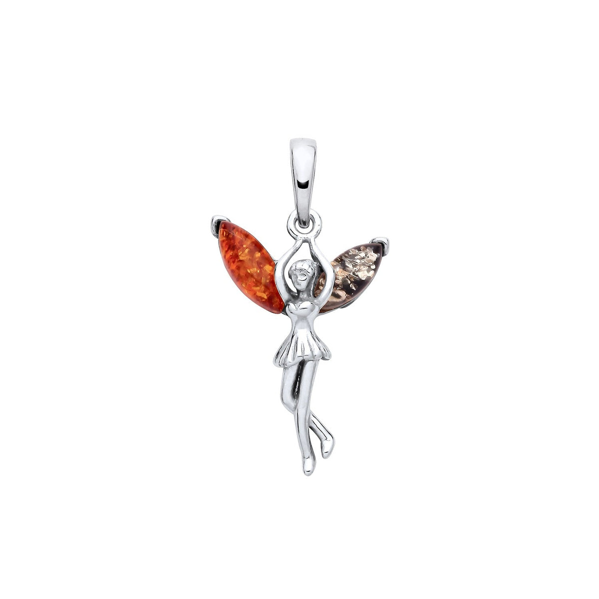 Sterling Silver Natural Baltic Amber Fairy Pendant