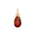 Gold Plated Sterling Silver Natural Baltic Amber Penguin Pendant