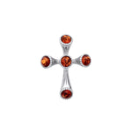Sterling Silver Natural Baltic Amber Ornate Cross Pendant