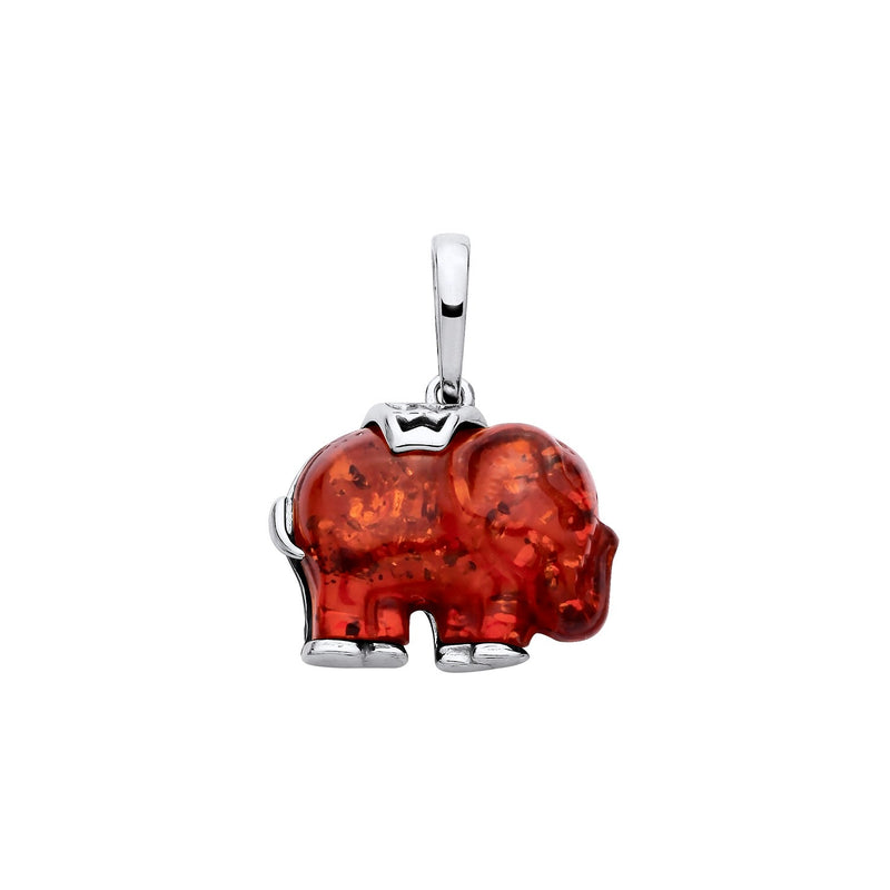 Sterling Silver Natural Baltic Amber Elephant Pendant