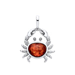 Sterling Silver Natural Baltic Amber Crab Pendant