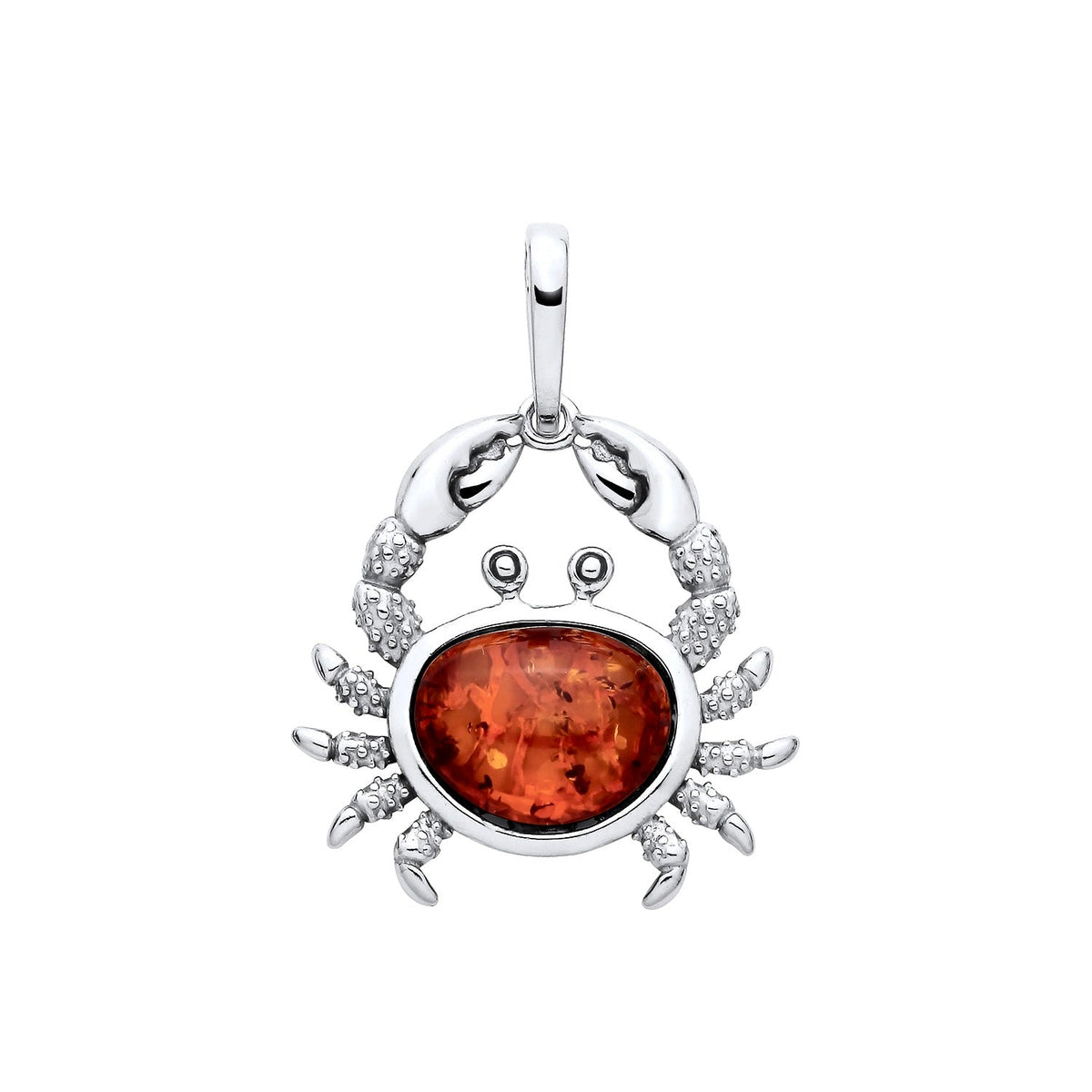 Sterling Silver Natural Baltic Amber Crab Pendant