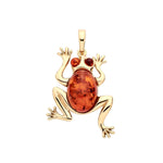 Gold Plated Sterling Silver Natural Baltic Amber Frog Pendant