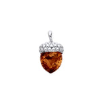 Sterling Silver Natural Baltic Amber Acorn Pendant