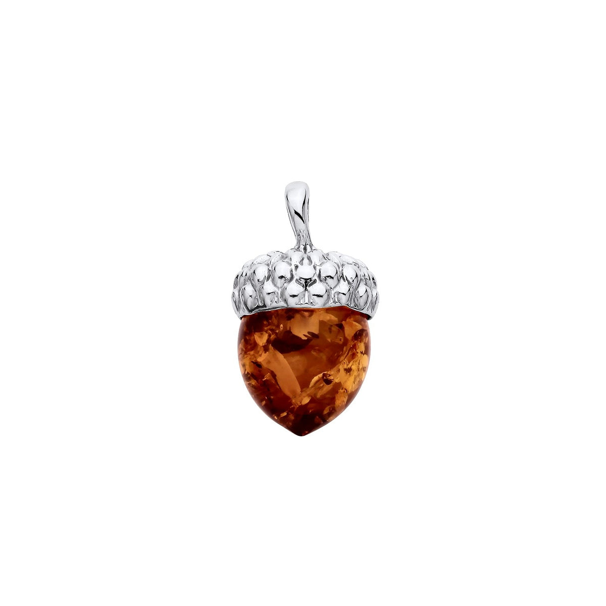 Sterling Silver Natural Baltic Amber Acorn Pendant