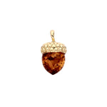 Gold Plated Sterling Silver Natural Baltic Amber Acorn Pendant