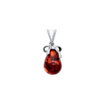 Sterling Silver Natural Baltic Amber Bow Ribbon Pendant