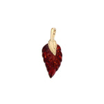 Gold Plated Sterling Silver Natural Baltic Amber Grape Leaf Pendant