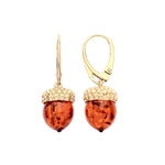 Gold Plated Sterling Silver Natural Baltic Amber Acorn Drop Earrings