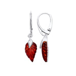 Sterling Silver Natural Baltic Amber Leaf Drop Earrings