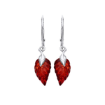Sterling Silver Natural Baltic Amber Leaf Drop Earrings