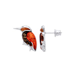Sterling Silver Natural Baltic Amber Kingfisher Drop Earrings