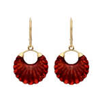 Gold Plated Sterling Silver Natural Baltic Amber Carved Shell Earrings