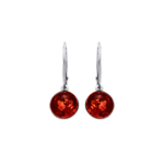 Sterling Silver Natural Baltic Amber Round Drop Earrings