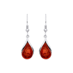 Sterling Silver Natural Baltic Amber Teardrop Earrings
