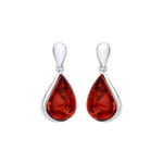 Sterling Silver Natural Baltic Amber Teardrop Frame Earrings