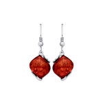 Sterling Silver Natural Baltic Amber Twist Drop Earrings