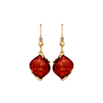 Gold Plated Sterling Silver Natural Baltic Amber Twist Drop Earrings