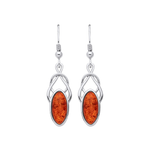 Sterling Silver Natural Baltic Amber Marquise Loop Earrings