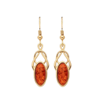 Gold Plated Sterling Silver Natural Baltic Amber Marquise Loop Earrings