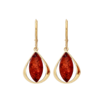 Gold Plated Sterling Silver Natural Baltic Amber Marquise Orbital Earrings
