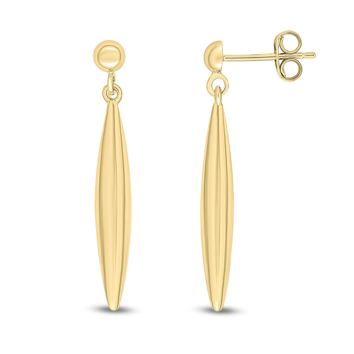 9ct Gold 3D Marquise Drop Earrings
