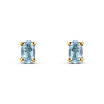 9ct Yellow Gold Oval Natural Aquamarine Claw Stud Earrings — 5x3mm