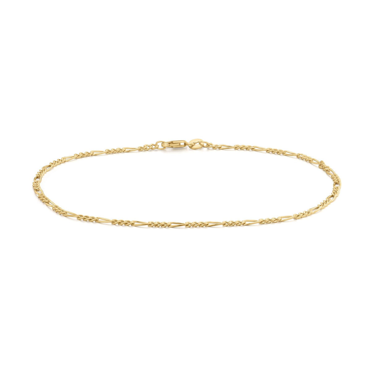 9ct Yellow Gold Figaro Link Anklet — 2.4mm