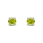 9ct White Gold Round Natural Peridot Claw Set Stud Earrings — 6mm