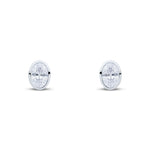 9ct White Gold Oval Cubic Zirconia CZ Rubover Stud Earrings — 6x4mm