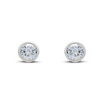 9ct White Gold Round Natural Aquamarine Rubover Stud Earrings — 6mm