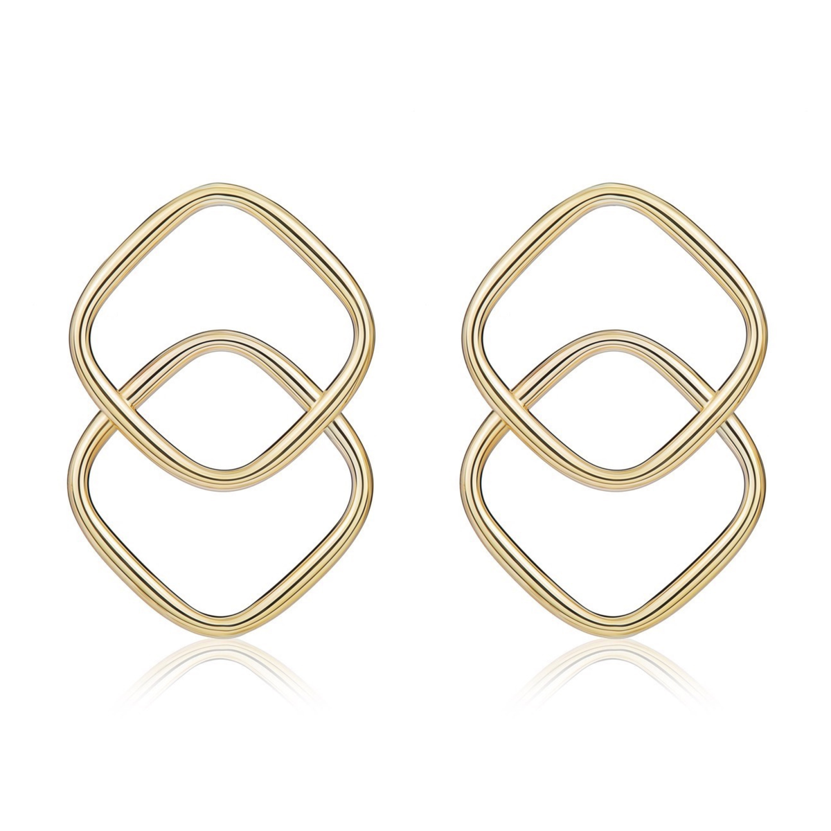 9ct Gold Overlapped Cushion Stud Earrings
