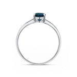 9ct White Gold Oval Natural London Blue Topaz Claw Single Stone Ring — 7x5mm