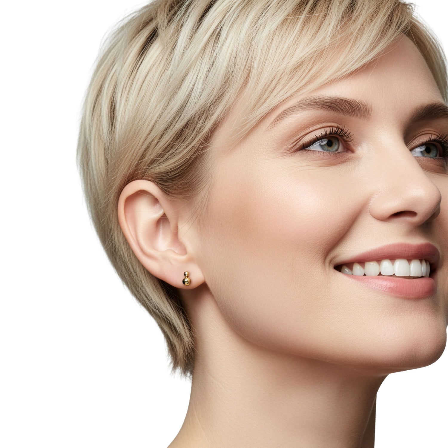 9ct Yellow Gold Double Ball Stud Earrings — 5mm x 3mm