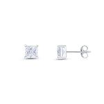 9ct White Gold Square Cubic Zirconia CZ Claw Stud Earrings — 5mm
