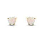 9ct Yellow Gold Heart Natural Opal Claw Stud Earrings