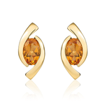 9ct Yellow Gold Oval Natural Citrine 'Eye' Stud Earrings — 6x4mm