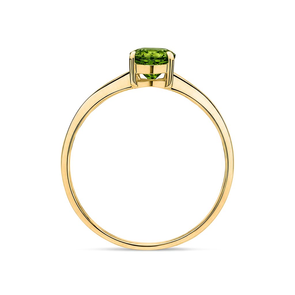9ct Yellow Gold Oval Natural Peridot Claw Single Stone Ring — 7x5mm