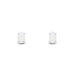 9ct White Gold Oval Natural Opal Claw Stud Earrings — 5x3mm