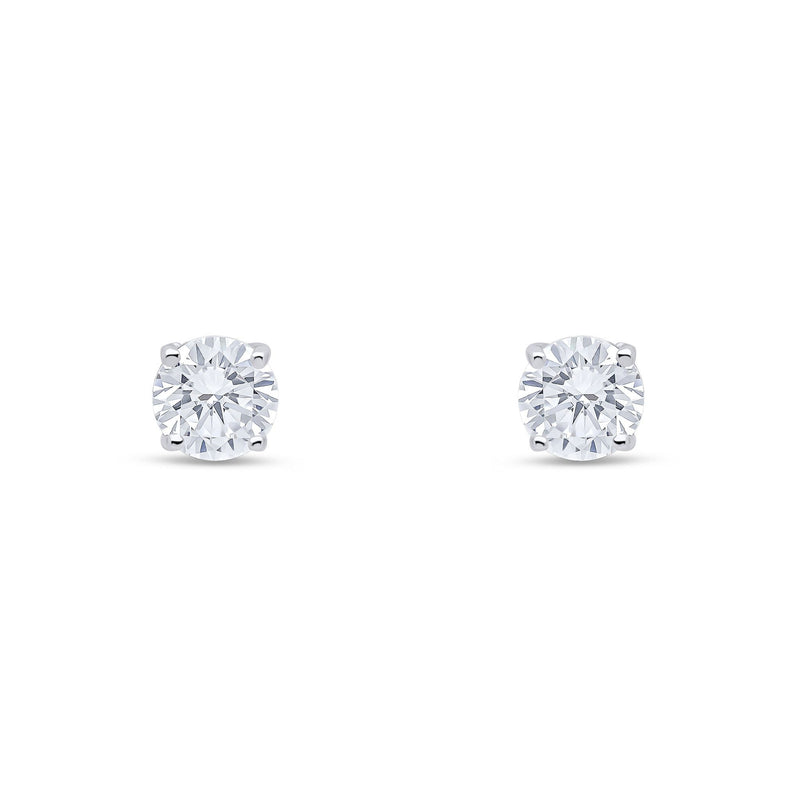 9ct White Gold Round Cubic Zirconia CZ Claw Set Stud Earrings — 5mm