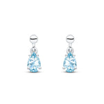 9ct White Gold Pear Shaped Natural Aquamarine Claw Drop Earrings — 6x4mm