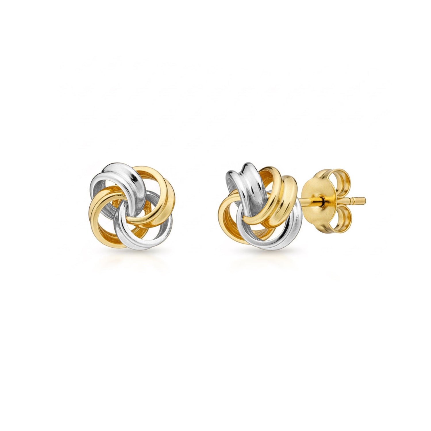9ct Two-Tone Gold Polished Multi-Loop Knot Stud Earrings — 9mm