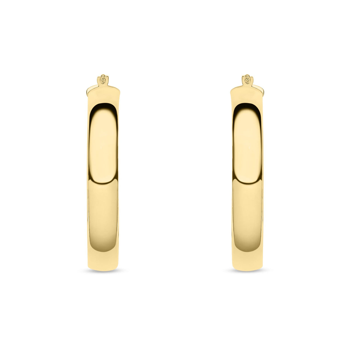 9ct Yellow Gold Round Court Shape Hoop Earrings — 35mm