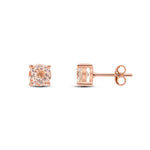 9ct Rose Gold Round Natural Morganite Claw Stud Earrings — 6mm