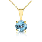 9ct Yellow Gold Round Natural Swiss Blue Topaz Claw Pendant — 5mm