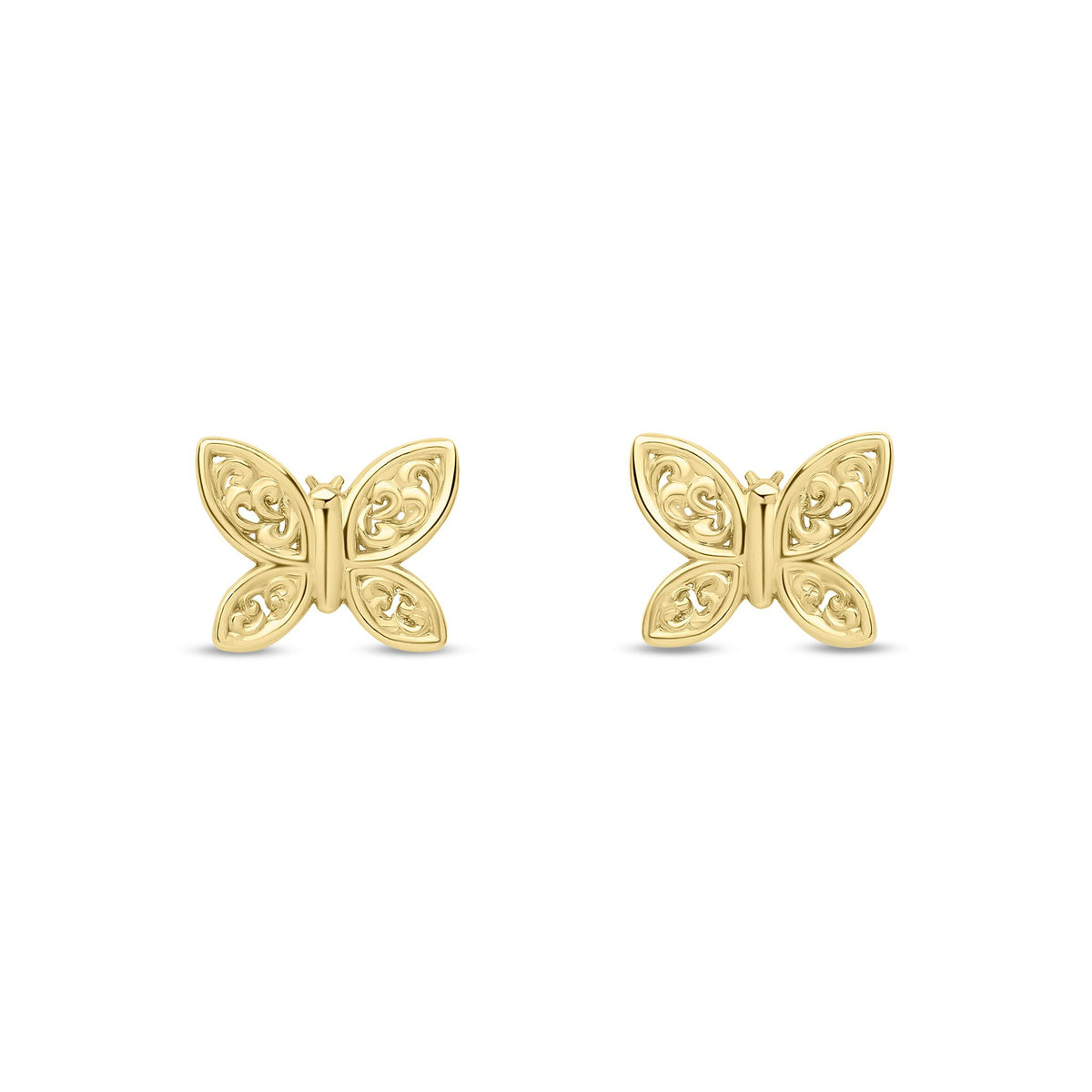 9ct Yellow Gold Filigree Butterfly Stud Earrings