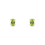 9ct Yellow Gold Oval Natural Peridot Claw Stud Earrings — 5x3mm